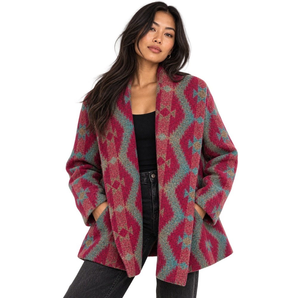 Otis & Maclain Southwestern Wool Blend Blanket Jacket Made in USA M